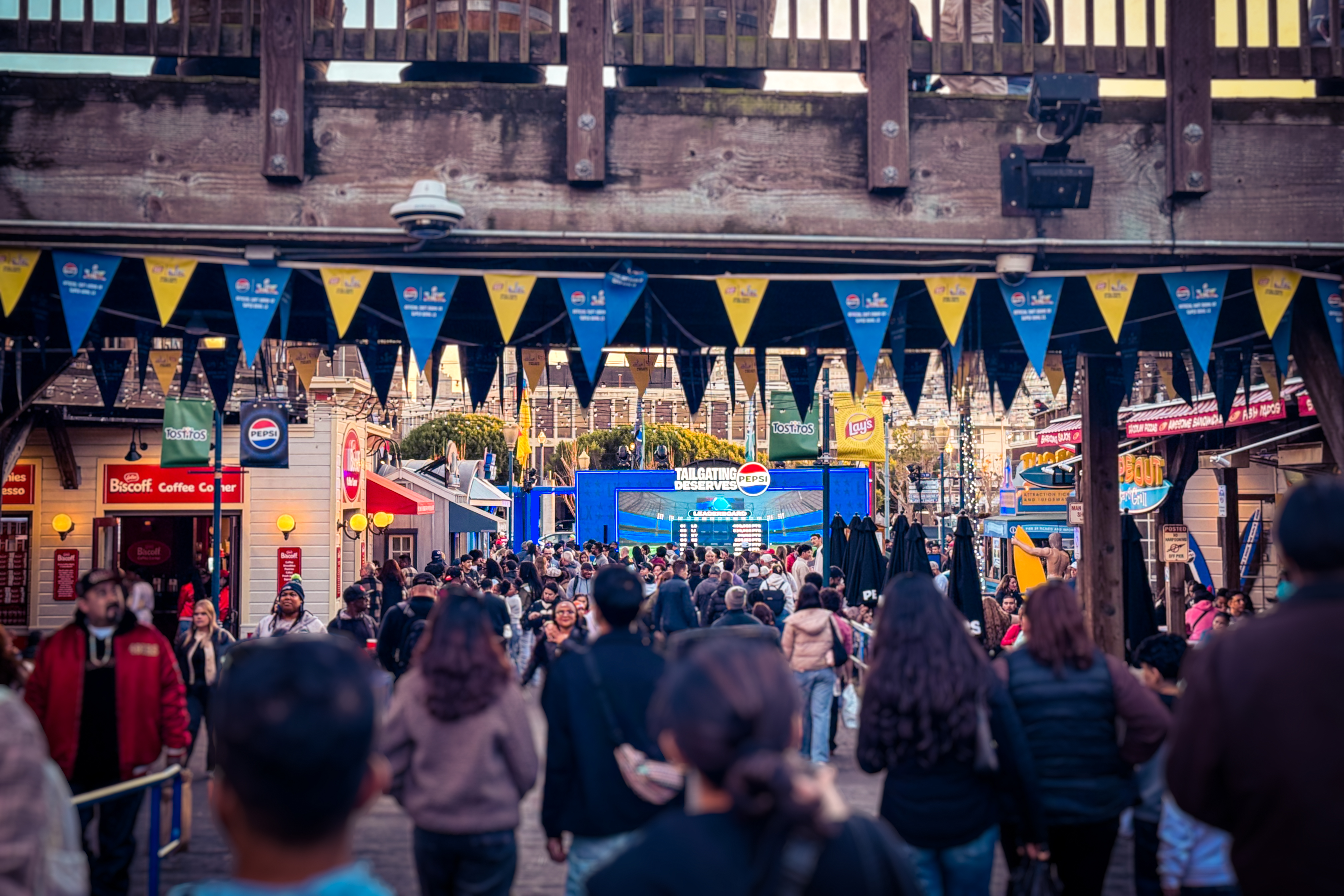 Pepsi interactive football game installation at Super Bowl LX brand activation