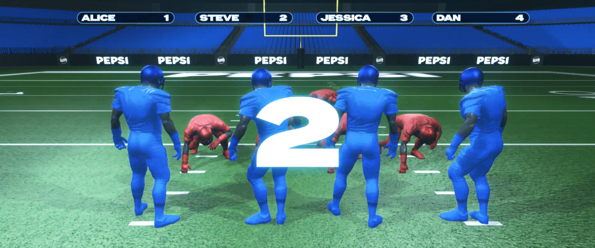 Pepsi Interactive game installation at Super Bowl LX game design, countdown, created in TouchDesigner