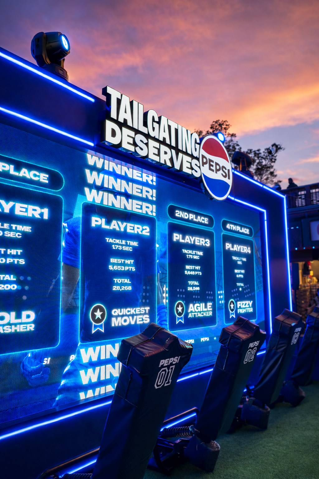 Pepsi interactive football game installation at Super Bowl LX brand activation